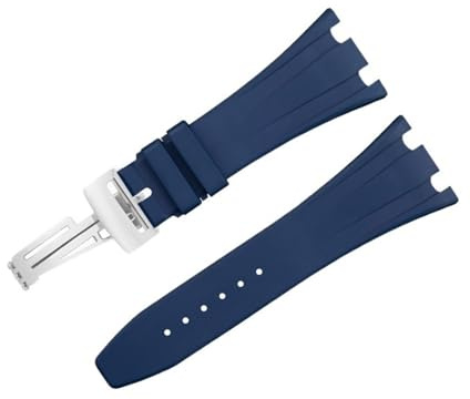 FFHAO 28mm Weiche Fluorkautschuk FKM Gummi Fit Für AP Strap 26170 26176 25940 Für Audemars Piguet Uhrenarmband Faltschließe Armbänder