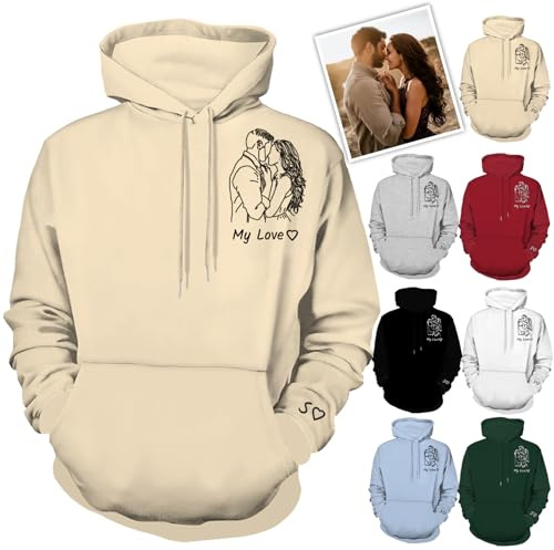 ABIsedrin Individuelle Hoodies Gestalten Sie Ihre eigenen Hoodies Personalisierte Pullover Sweatshirts mit Tasche Individuelle Foto Hoodies für Männer Frauen
