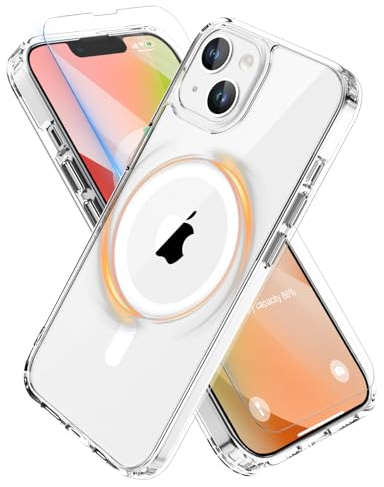 ORETECH Magnetisch für iPhone 13 Mini Hülle, Handyhülle iPhone 13 Mini, Kompatibel mit Mag-Safe, mit 2X Displayschutzfolie, Stoßfest Kratzfest Schutzhülle Transparent Hülle iPhone 13 Mini Durchsichtig