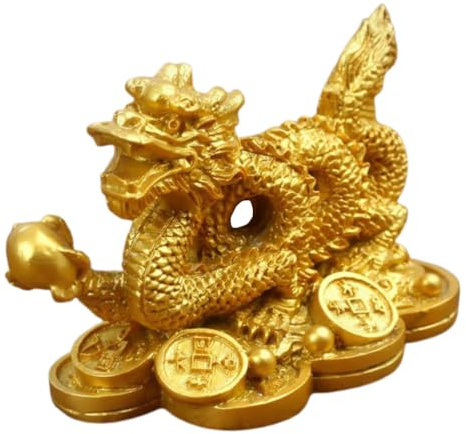 ABOOFAN Drachen Figur Aus Harz Chinesischer Drache Deko Gold