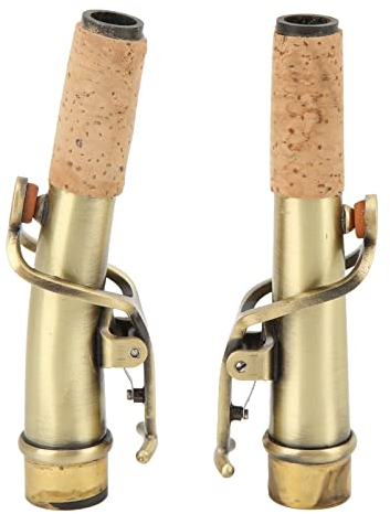 ZLXHDL Sopran-Saxophon-Hals 2er Set – Gerader & Gebogener S-Bogen aus Messing mit Kork-Zubehör, Antikgrün – Ersatz Halsstück für Sopran-Saxophon