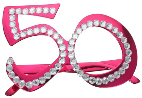 Amosfun 1 Paar Brille Zum 50. Geburtstag 50 Jahre Alte Brille Mit Strasssteinen Kostüm-Sonnenbrille Neuartige Brillen Stand-Requisiten Partyzubehör Dekoration (Rot)