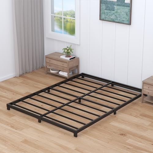Nailsong 7,6 cm Cal King Bettgestell, niedriges Profil, California-King-Bettgestell, kein Boxspringbett erforderlich, robustes Metall, einfache Montage, Schwarz