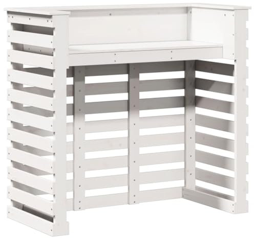 Gecheer Tavolo Bar da Esterno,Tavolo da Lavoro per Giardino,Tavolo per Piante in Legno,Banco da Lavoro da Giardino,Tavolo Invasatura,Banco da invasatura, Bianco 113,5x50x103cm Legno Massello Pino
