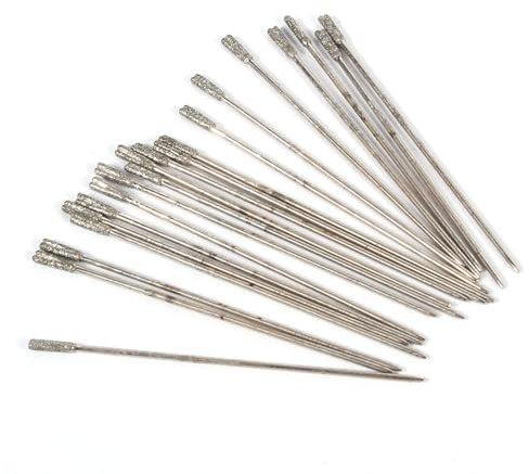 Forets Lapidaires de 1 Mm, 20 Pièces de Forets Lapidaires Micro-solides à Aiguilles Multi-usages avec Revêtement en Diamant pour Bijoux Pierre Roche Jade, Ambre