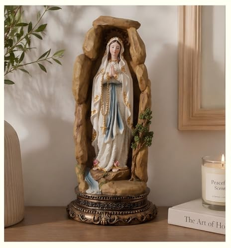 Statue Our Lady of Lourdes mit Rosenkranz, Grotte der Jungfrau Maria, 32,5 cm