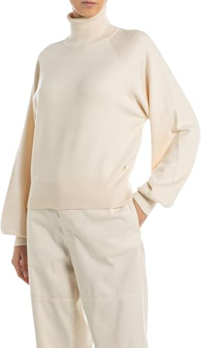 Replay Damen Pullover mit Rollkragen, Winter White 300 (Weiß), M