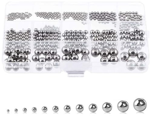 Tkxjry 620 pcs 12 Größe Edelstahl Präzisionsstahlkugeln,Kugellager Kugeln Stahlkugeln,Kugellager Stahlkugeln,Metallkugeln,Edelstahl Metallkugeln,Stahlkugeln,für Fahrradrad Ersatzteile, 1–8 mm