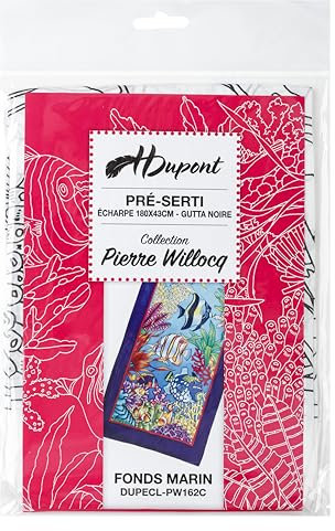 H DUPONT DUPECLPW162C - Echarpe 100% soie - Tissu à peindre - 180x43cm Fonds Marin - Peinture sur soie - Activité créative