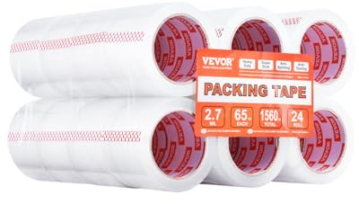 VEVOR Clear Packing Tape, 3 inches Core, 24 Rolls 3 Inches x 65 Yards Packing Tape, 2.7 Mil Thick, Heavy Duty Packaging Tape Designed for Moving, Storage and Packing, Shipping and Mailing, Office