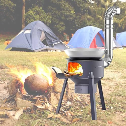 Zeltofen, Holzofen, Rocket Camping – 41 x 61 cm hoch, heiß, mit abnehmbaren Beinen zum Heizen und Kochen