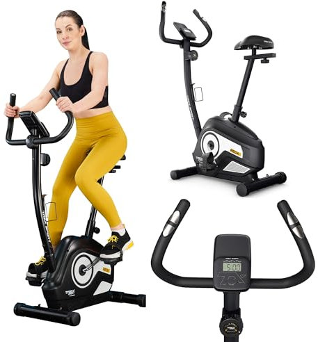 TREX SPORT Heimtrainer Fahrrad TX-400MB RECK | Fitnessbike mit verstellbarem Magnetwiderstand und LCD-Monitor | leises Hometrainer Fahrrad Weiß