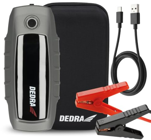 Dedra Power-Bank mit Motorstartfunktion,16000mAh Booster, Starthilfe, Li-Ion, LCD-Anzeige, für Motorräder, Motorroller und Boote, Quick Charge-Anschluss, -20˚C + 60˚C, 3-W-LED-Taschenlampe