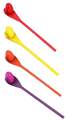 BESPORTBLE 4 Set Wooden Egg and Spoon Race Game Outdoor Party Games for Boys and Girls Egg Balance Relay Race Toy for Lawn