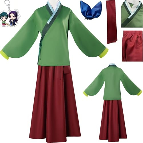 HSZCSMGS The Apothecary Diaries Cosplay Kostüm Top Rock Maomao Perücke Set Maomao Cosplay Kostüm Halloween Party (Rot, XXL)