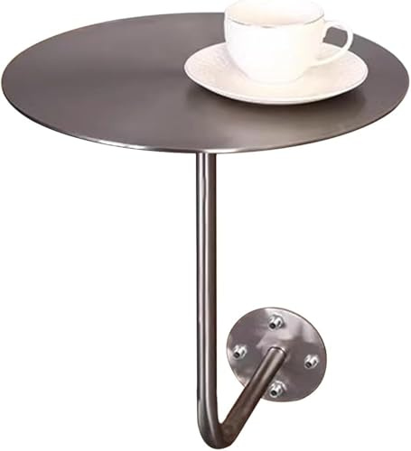 Runder Cocktail-Bartisch aus Edelstahl, L-Typ, Wandmontage, Bistrotisch für Küche und Esszimmer, schwimmender Kaffee-Getränketisch (50 x 50 x 45 cm)