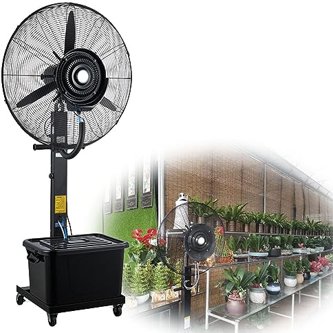 RRrawgff Ventilador nebulizador para Exteriores - Ventilador Industrial de Pedestal con rociador oscilante de 90° y 30 Pulgadas con Tanque de 11 galones, 3 velocidades de enfriamiento para Patio, Res