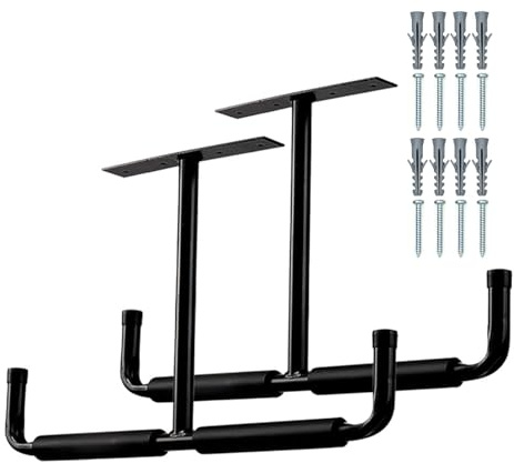 Overhead Garage Organizer-Stahllager, Rack | Leiter -Haken für dauerhafte Deckenfahrradhalter für sichere Overhead -Montage, ideale Workshop -Garagenanordnung, perfektes Fahrradspeicher -Setup,