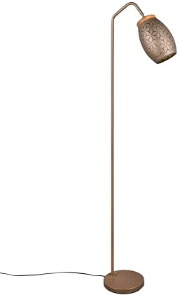 lightling Stehlampe Bill mit Holzakzenten, mit Fußschalter, IP20 Indoor, exkl. 1 x E27, max. 10W, Ø 22 cm, Höhe 147 cm, Metall, coffee