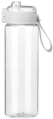 sourcing map Water Bottle 800ml / 27 oz Plastic Leak-Proof Sports Water Bottle with Wide Mouth & Carry Handle for Gym Camping Cycling Travel Cold Drinks, White