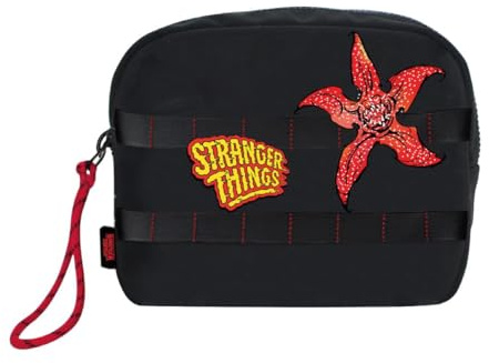 CERDÁ Life's Little Moments Reise-Kulturbeutel von Stranger Things, schwarz, großes Fassungsvermögen, Reißverschluss, Originalprodukt