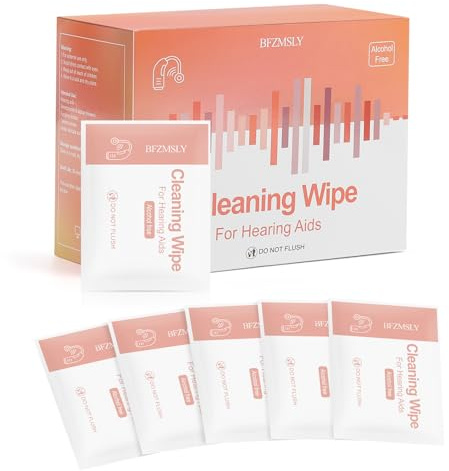 BFZMSLY 500 Pcs Hearing Aid Cleaning Wipes - Alcohol-Free Individually Wrapped Towelettes, Large 4.7 x 6.3 Extra Thick Wipes for Hearing Aids, Earbuds & Headphones, Daily Care & Wax Removal
