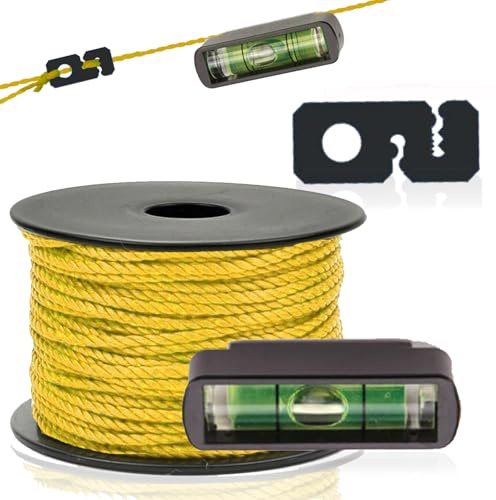 SmartyFix® Maurerschnur 50 m 1,7 mm – Richtschnur Bauschnur mit Schnurspanner & Schnurwasserwaage im Set – Präzise Fluchtschnur für Pflasterarbeiten, Mauerbau & Gartenbau