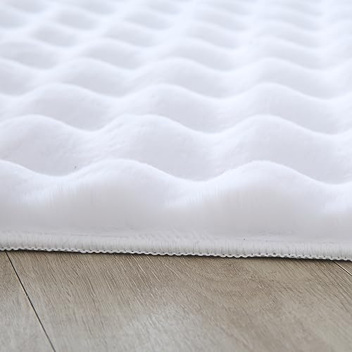 KADIMA DESIGN Wohnzimmerteppich Hochflor Einfarbig Schlicht Flauschig Gemütlich Waschbar Langlebig Strapazierfähig Weiß 120x170 cm Schlafzimmer Wohnzimmer Oeko-TEX Fußbodenheizung | ALBA