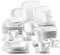 MALACASA Dinner Sets,60-Piece Plates and Bowls Set with 12-Piece Porcelain Dessert Plates/Soup Plates/Flat Plates/Cups and Saucers,Plates Set for 12,Cream White,Series Elvira