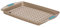 Rachael Ray Cucina Antihaft-Backformen-Set mit Griffen, Antihaft-Plätzchenblech/Backblech und Crisper-Pfanne, 2-teilig, Latte-Braun mit Agave-blauen Griffen