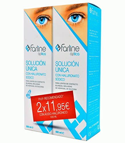 SOLUCION UNICA CON HIALUNORATO SODICO LIMPIEZA DE LENTILLAS FARLINE DUPLO 2 X 500ML