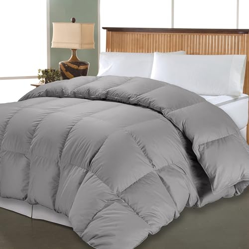Blue Ridge Home Fashions Luxuriöse Bettdecke aus Pima-Baumwolle, Fadenzahl 1000, ganzjährig, Bezug für King-Size-Bett, Grau