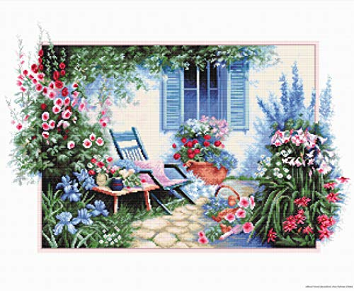 Luca-S Kreuzstichset Blumengarten, Zählmuster, 42x28cm
