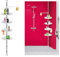 Étagère d'angle de douche télescopique 230-292 cm, 4 étagères, 1 crochet de suspension, pieds en caoutchouc