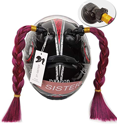 3T-SISTER Helm Zöpfe Gradient Rampe Helm Pferdeschwanz Helm Haar mit Saugnapf Haarschmuck für Motorrad Fahrrad 2 STÜCKE 14 Zoll (A08)