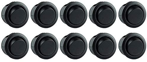edi-tronic 10x Wippschalter rund klein 1-polig 250V 6A EIN/AUS Snap-In Montage Einbaumaß Ø 20,2mm