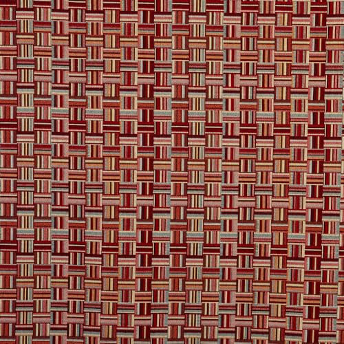 Kt KILOtela - Polsterstoff, Möbelstoff, Jacquard Gobelin, Dekostoff, Modische Accessoires, Tischdecke, Vorhang, oder Dekoartikel, Meterware ab 50 cm, Geflochten, Granat, Blau