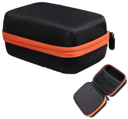 Minkissy 12 Bottle Essential Oil Storage Case - Orange EVA Travel Carrying Case with Soft Foam Interior, Mesh Pocket & Compartments