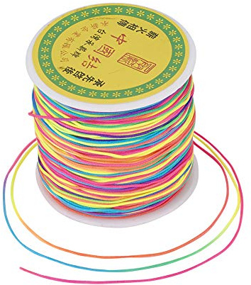 FASHEWELRY Cordon de fil en nylon pour perles de 0,8 mm 100 mètres/rouleau Cordon pour macramé, nœud chinois, fabrication de colliers, bracelets, bijoux DIY, Multicolore