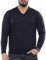 NOROZE Men's Jumper Knit V-Neck Plain Classic Sweater Pullover Knitted Sweatshirt (XL, Navy)