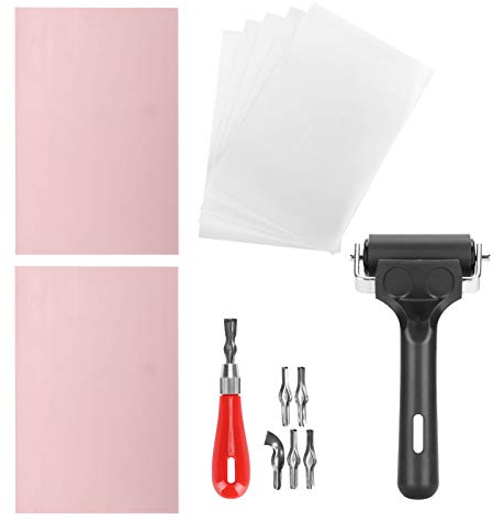 Stempel Herstellung Kit mit Stempel Block Gummi Brayer Roller Gummi und Holz Carving Schneiden Werkzeug für Stamp Carving Crafts Gravur Gummi Materialien