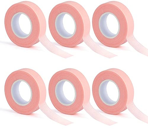G2PLUS 6 Rollen Wimpern Tape, 60 Yards Rosa Tape Wimpernverlängerung Band, 0,5 Zoll Wimpern Isolations Klebeband, Wimpernband für Wimpern Lash Extension Wimpernverlängerungswerkzeuge