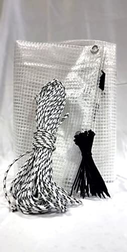 Telo Telone Pvc Impermeabile occhiellati Rinforzati per Coperture Antivento Antipioggia Antistrappo Trasparente 100 FASCETTE PLASTICA e 20mt CORDA in DOTAZIONE (2.5x3mt)