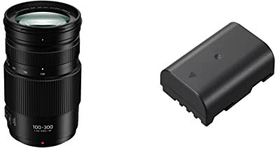 Panasonic Lumix 100-300mm F4.0-5.6 | Objectif Téléphoto H-FSA100300E Noir & Lumix DMW-BLF19E Batterie Rechargeable, 7.2V, 1860mAh, 13.4Wh pour Lumix GH5, GH5S, G9, GH4, GH4R - Noir