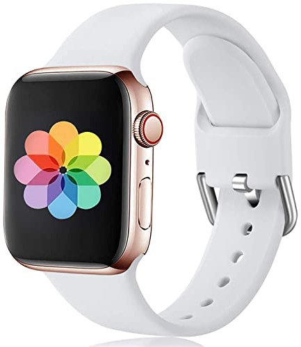 CoolGadget Armband kompatibel mit Apple Watch 38mm 40mm 41mm aus Silikon, [Flexibles Sport Fitness Uhren Band], für iWatch Serie 7/6/5/4/3/2/1, SE - Weiss