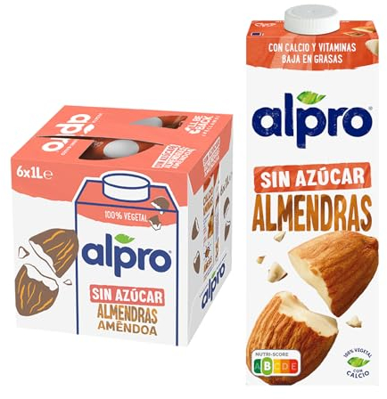 Alpro Bebida Vegetal de Almendras sin Ázucar - Pack de 6 x 1L