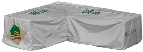 Mehr Garten Premium Protect Abdeckung Gartenmöbel Loungegruppe L-Form, kurze Seite links, 255x195x80 cm, hellgrau, atmungsaktives 2-lagiges Polyestergewebe wasserdicht und UV-beständig