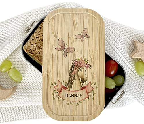 Manufaktur Liebevoll Brotdose mit Namen Pony | Vesperdose personalisiert Kinder | Brotdose Pony | Brotdose Kinder personalisiert | Brotbox Pony