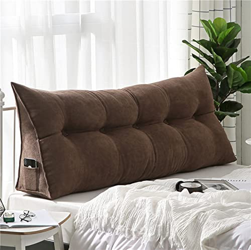 UVCMDUI Rückenkissen Bett, Grosse Kissen Keilform Rückenlehne Kissen für Bett & Sofa,Braun,200cm/78.7in