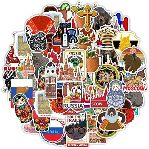 Fopytu 50pcs Russland Aufkleber wasserdichte Abziehbilder DIY Scrapbook Aufkleber Für Wasserflaschengitarren -Telefon Skateboard